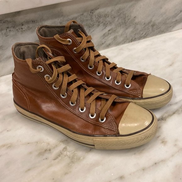 Converse Other - Vintage brown leather Converse high top sneakers